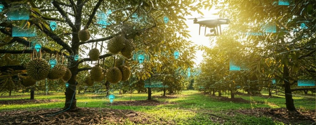 รูปภาพประกอบบทความ: ปลูกทุเรียนอัจฉริยะ: เพิ่มผลผลิต ลดต้นทุน ด้วยเทคโนโลยี!