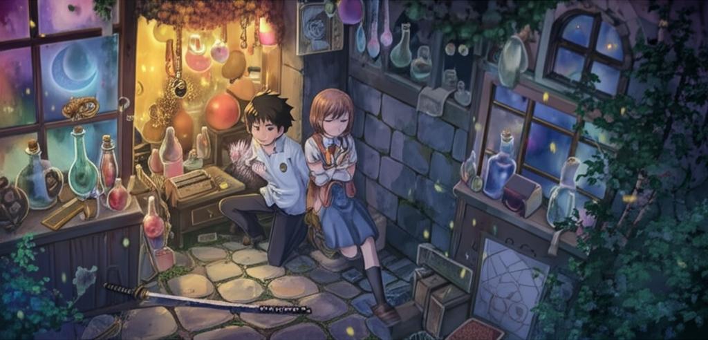 รูปภาพประกอบบทความ: งานพาร์ทไทม์ในร้านขายของวิเศษ: เด็กมัธยมกับลูกค้าจากต่างโลก - ตอนที่ 6: เงาจันทรา... แสงดาบ