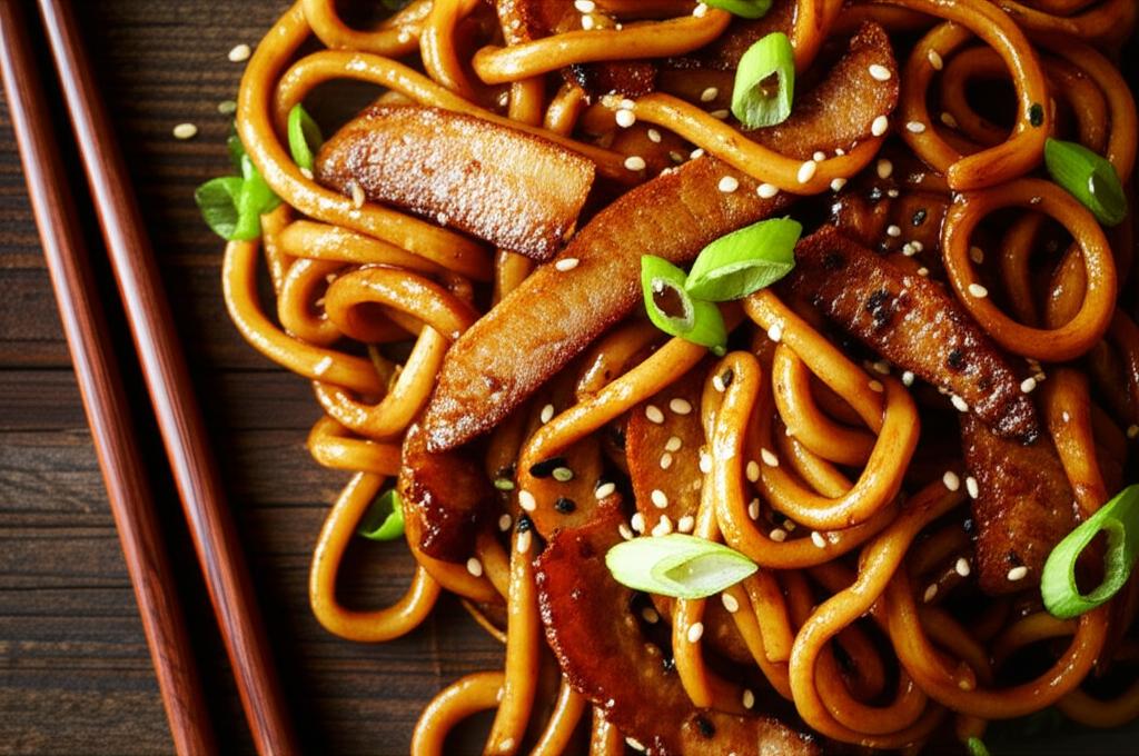 รูปภาพประกอบบทความ: อุด้งผัดโชยุหมูสามชั้นสไลด์: สูตรลับความอร่อยง่ายๆ ที่บ้าน